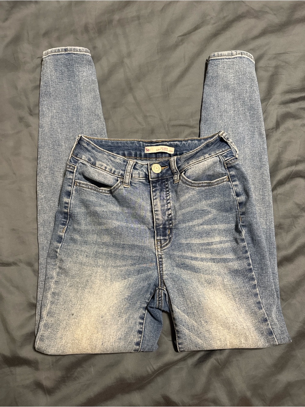 SO Light Blue Skinny Jeans with Washed Detailing